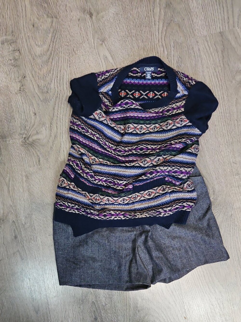 Cozy Purple Grey Fair Isle Crewneck Sweater